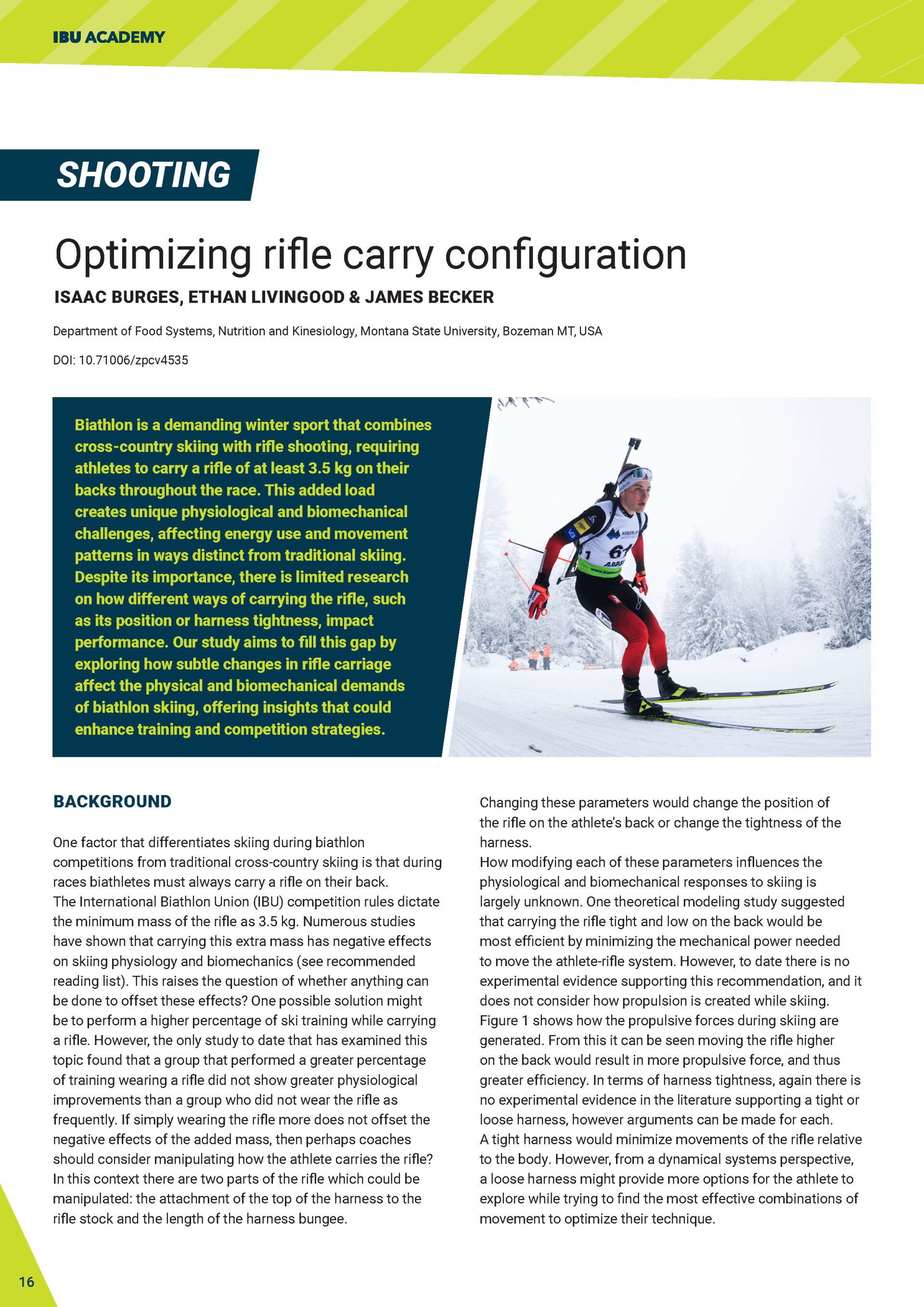 Optimizing rifle carry configuration