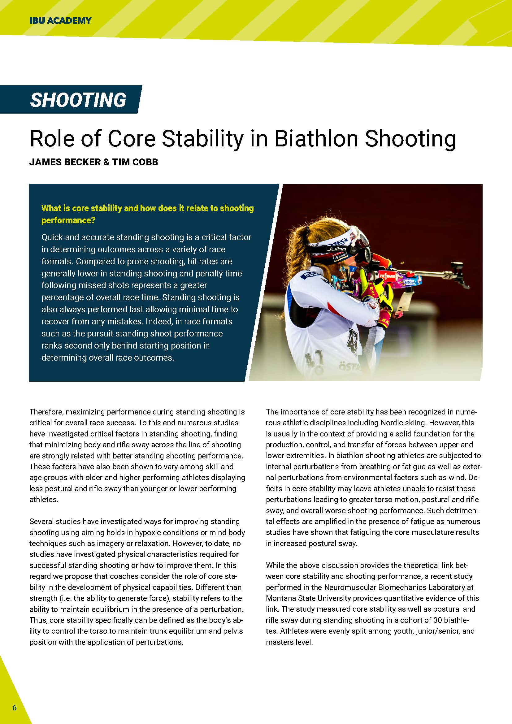 Role of Core Stability in Biathlon Shooting