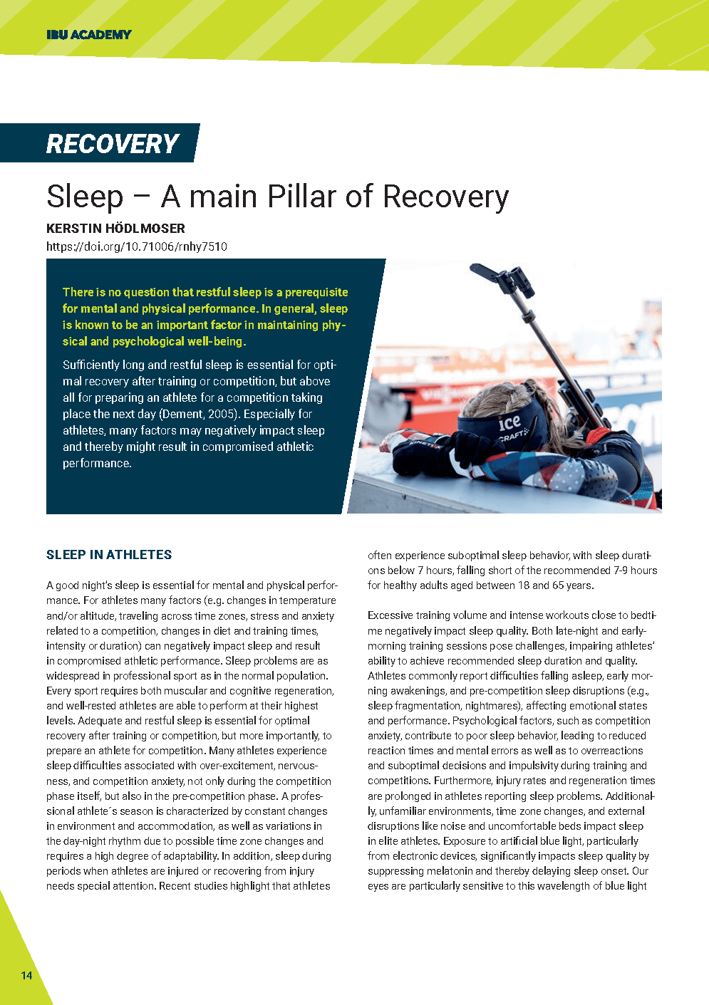 Sleep - A Main Pillar of Recovery