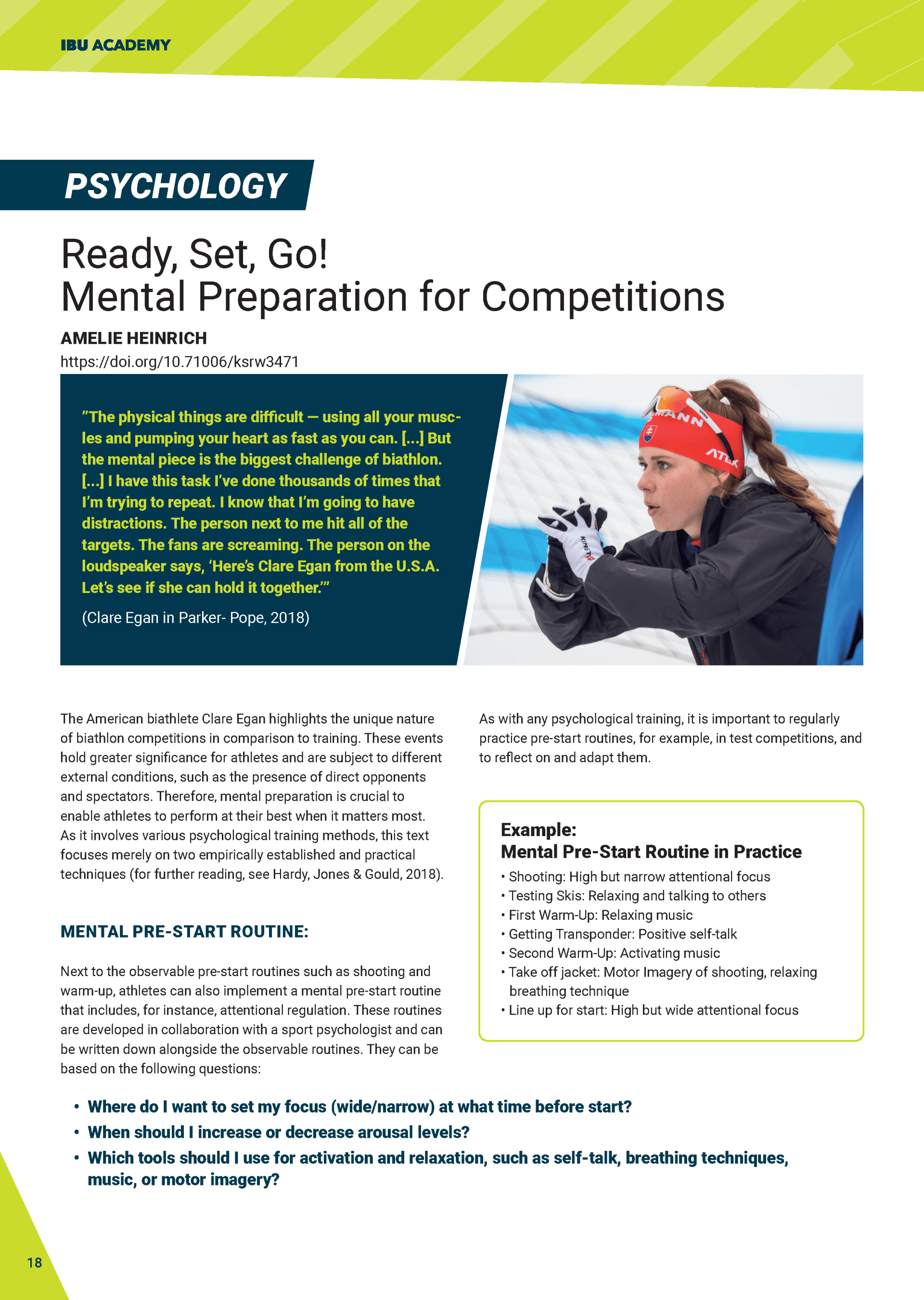 Ready, Set, Go! Mental Preparation for Competitions