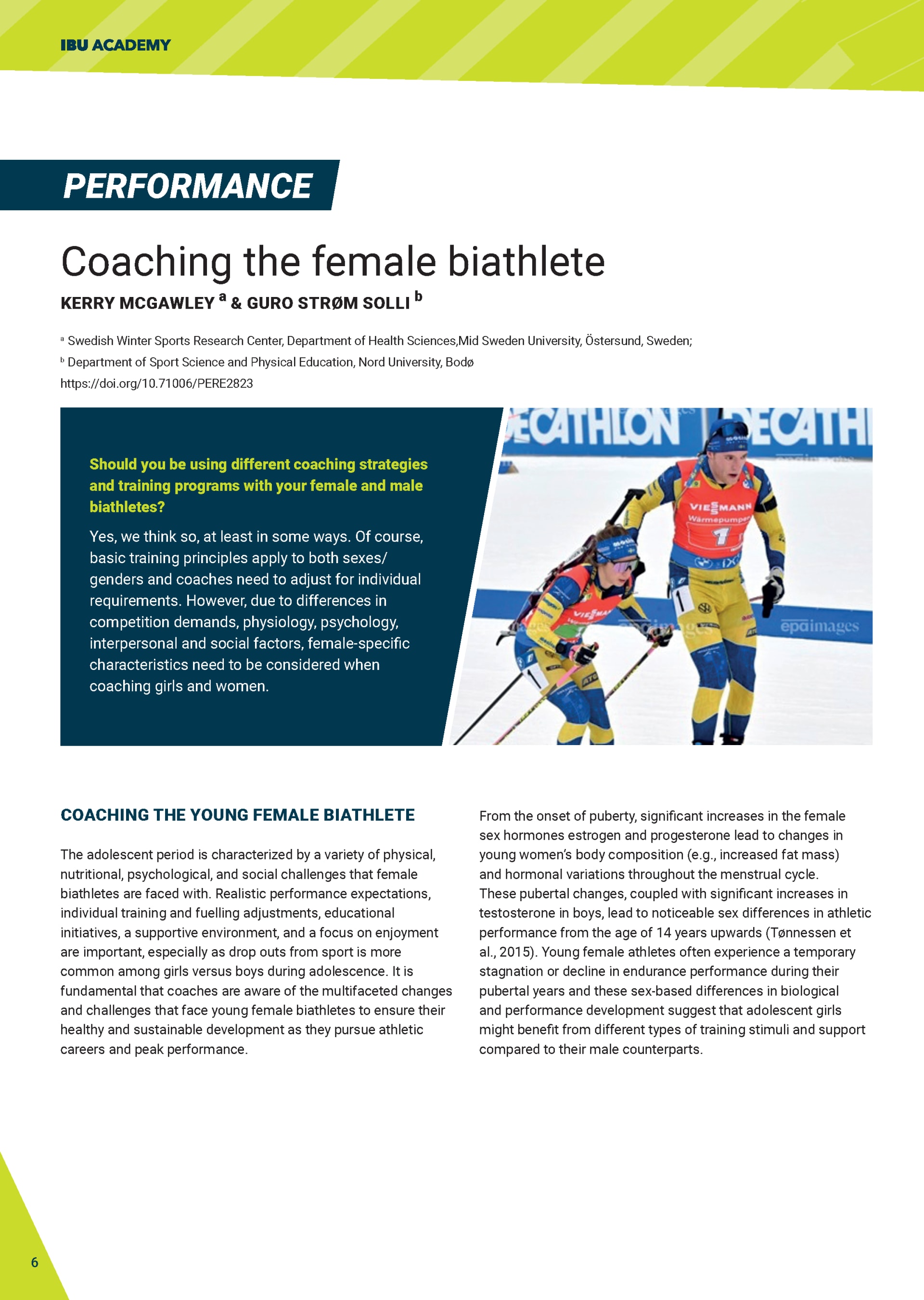 Coaching the female biathlete