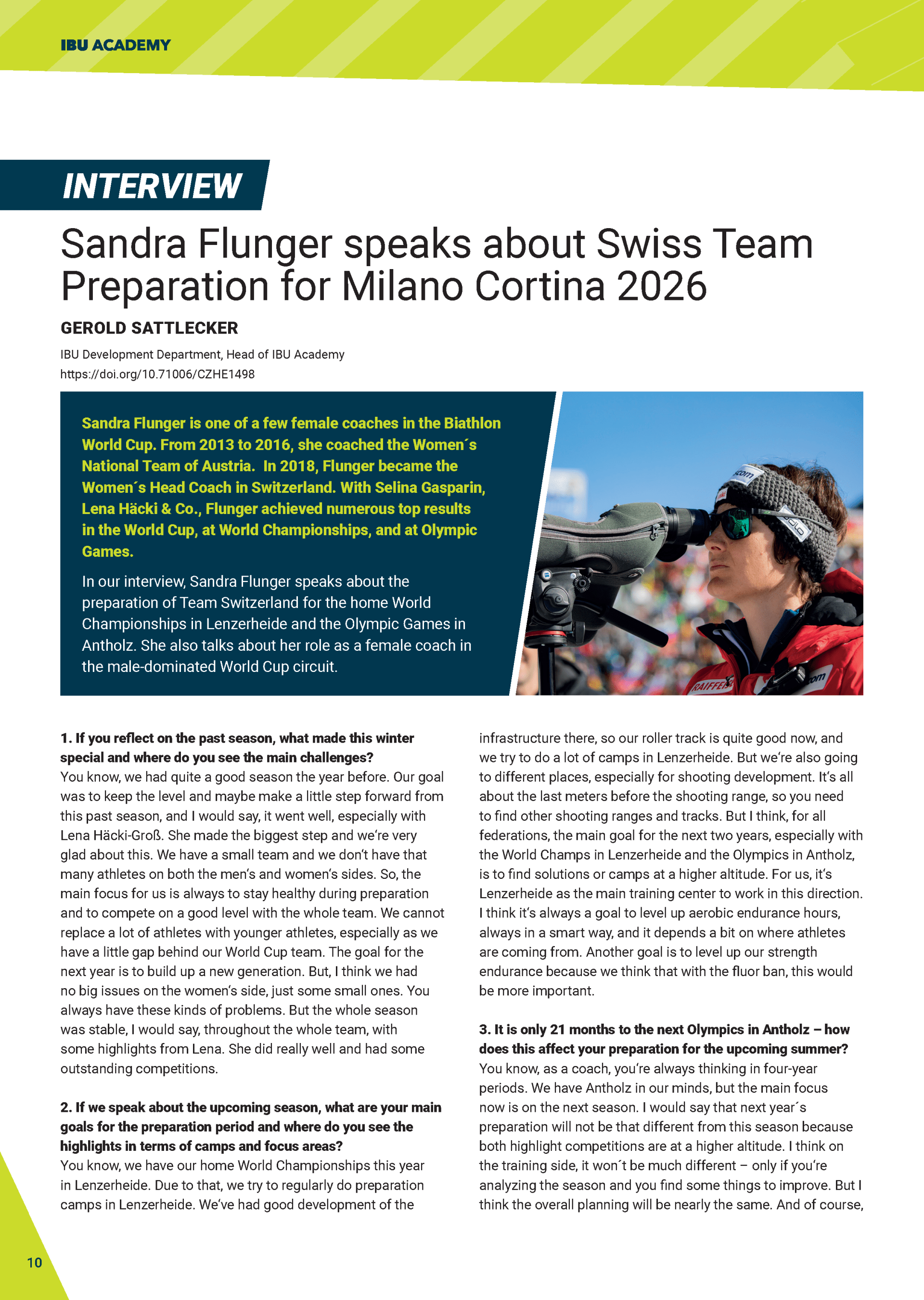 Sandra Flunger speaks about Swiss team preparation for Milano Cortina 2026