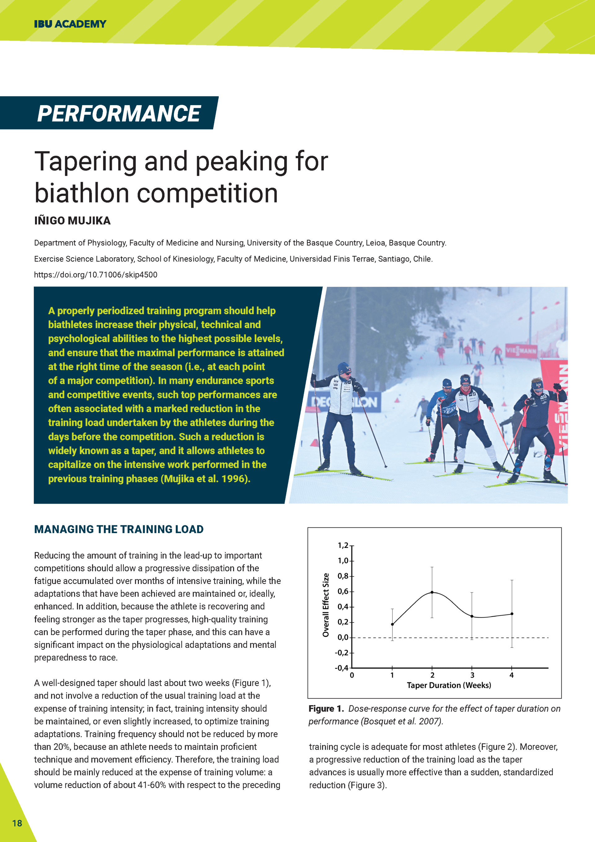 Tapering and peaking for biathlon competition