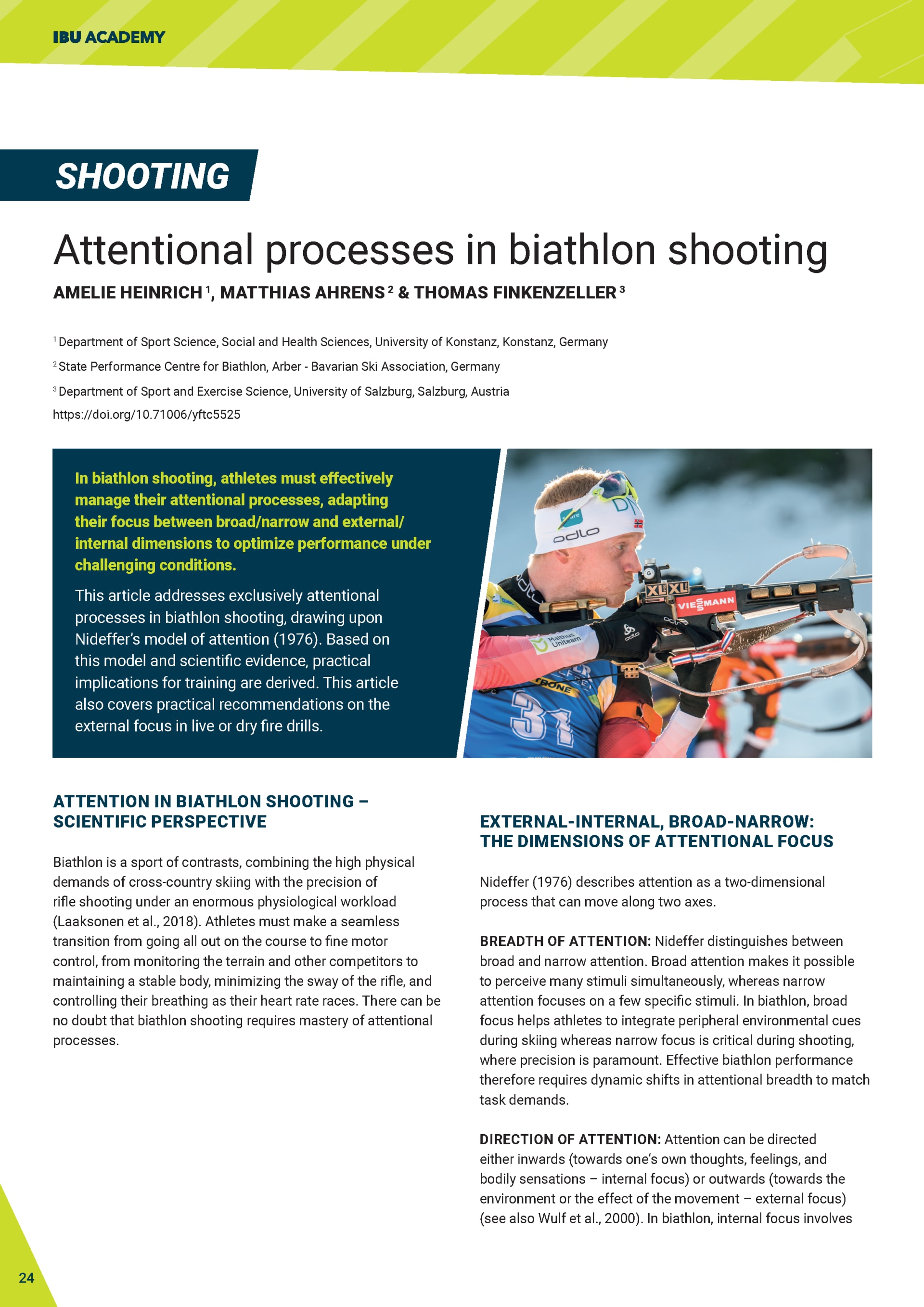 Attentional processes in biathlon shooting